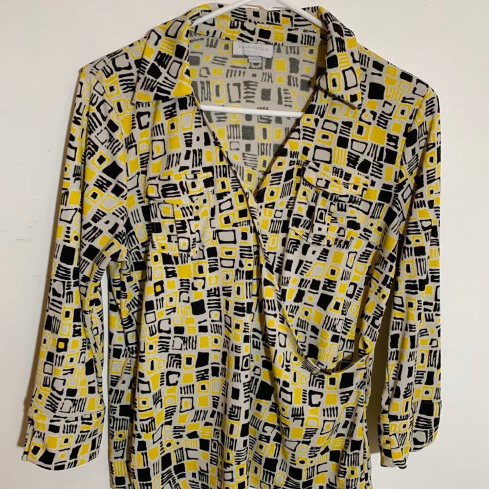 CHARTER CLUB. Woman’s Yellow Black Geometric SZ SP